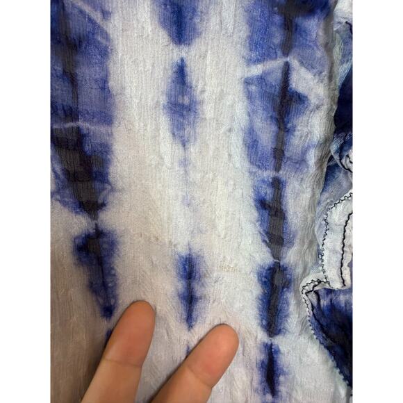 Tanya Taylor Dress Sz 6 Blue White Tie Dye Chic Trendy Flirty FUN - Picture 6 of 8